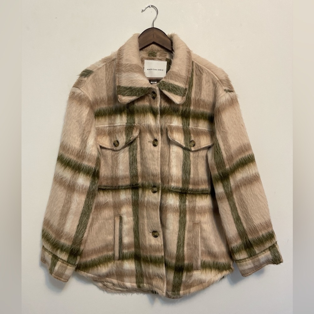 American Eagle Tan, Brown, and Green Brushed Shacket/Jacket Size MEDIUM
